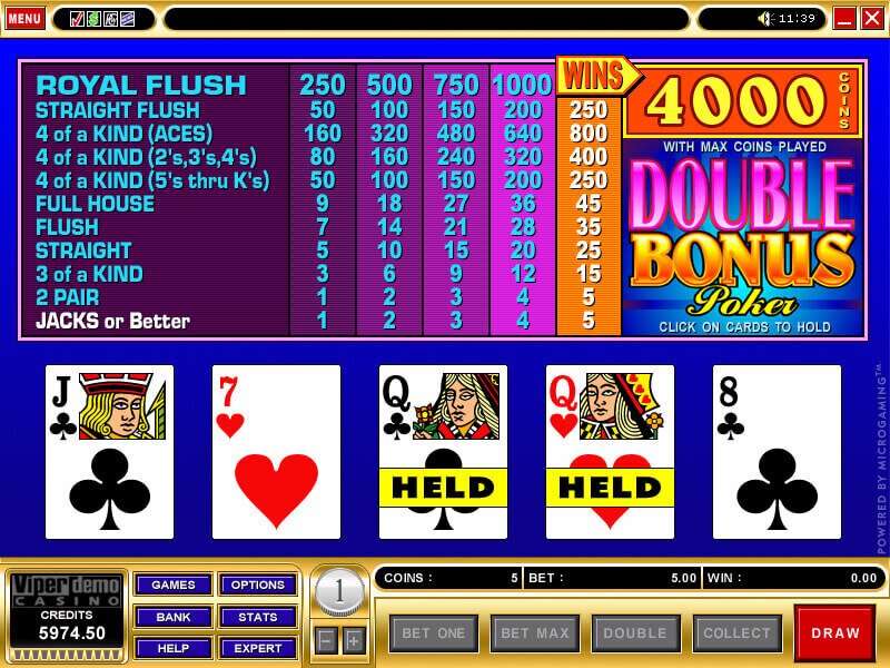 An image of Double Bonus Video Poker
