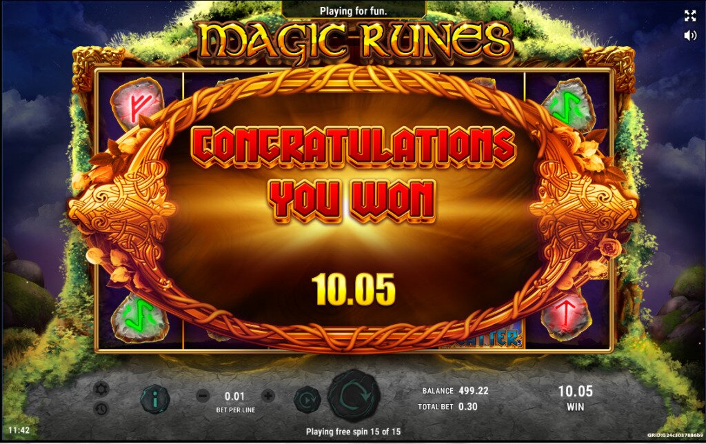 Magic Runes Bonus Game Win