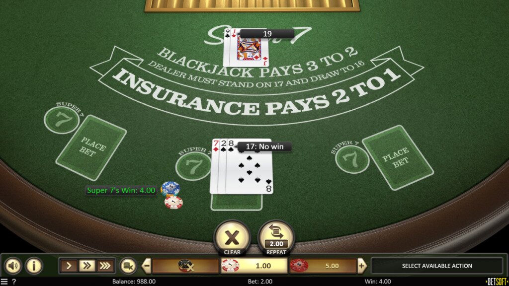 Super 7 Blackjack Side Bet Win