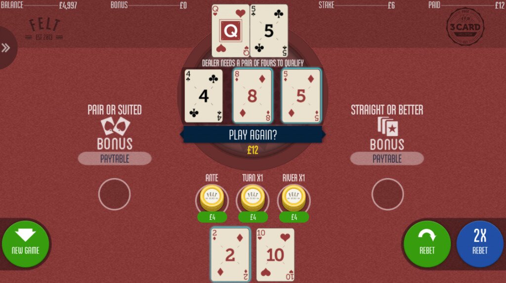 3 Card Hold'em Main Game