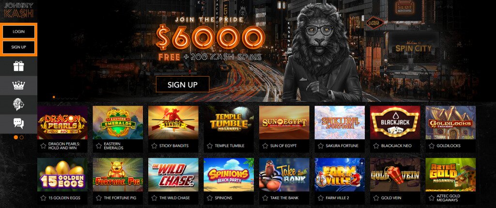 Johnny Kash Casino Main Page