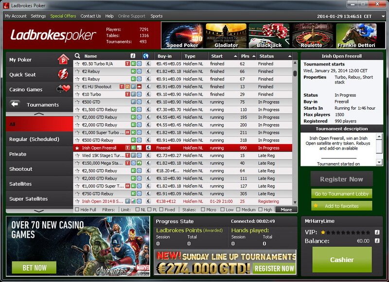 Poker Tournamnet Lobby