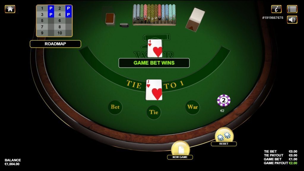 Casino War Main Game Play