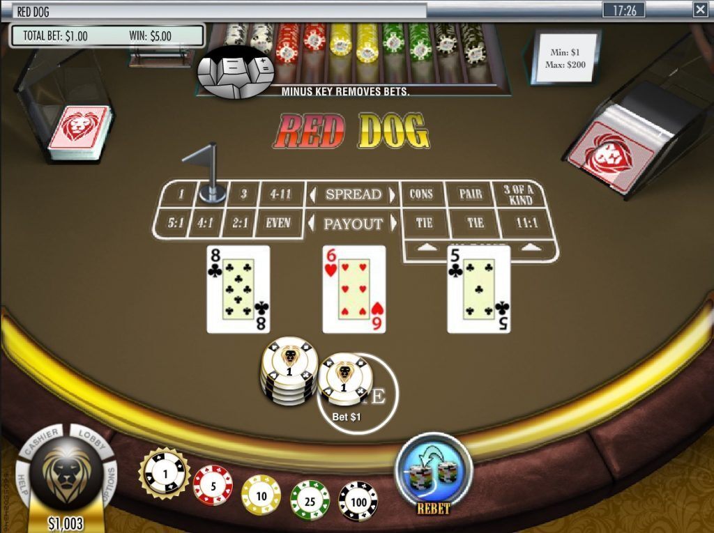 Red Dog Poker 4 to 1 Winner