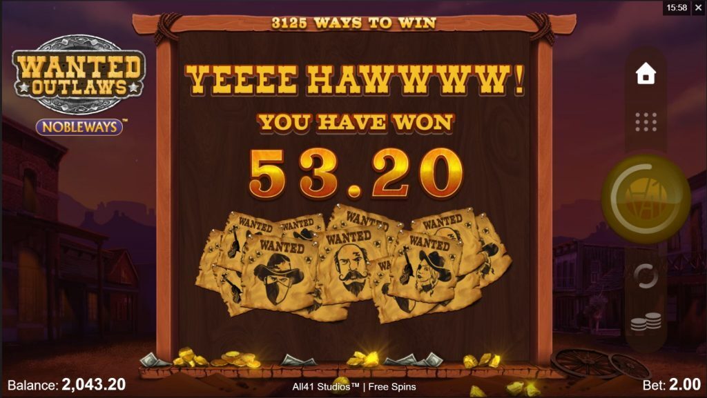 Wanted Outlaws Free Spins Winner