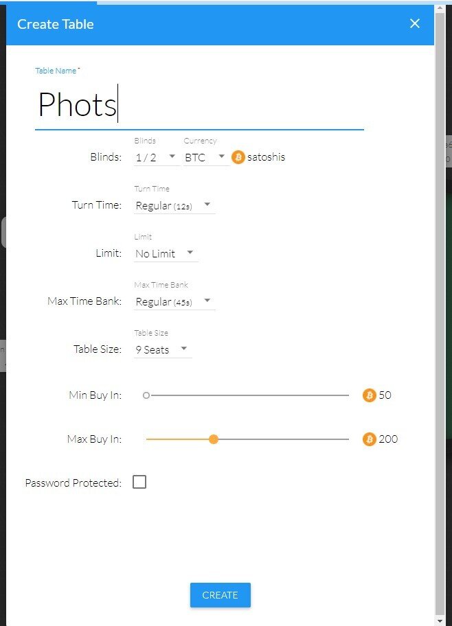 Blockchain Poker Create Tables
