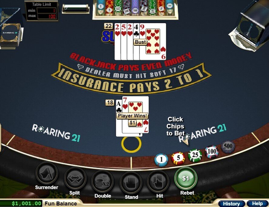 Super 21 Blackjack Main Game