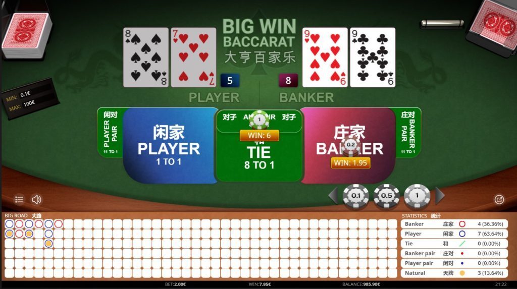 Big Win Baccarat Any Pair Win