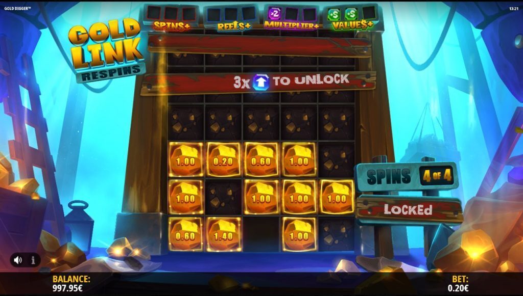 Gold Digger Gold Link Respins Unlock Reel