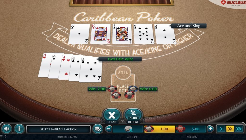 Caribbean Poker Aces Up Winner