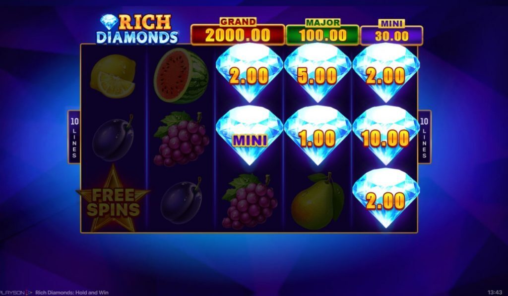 Rich Diamonds Hold and Win Bonus Game