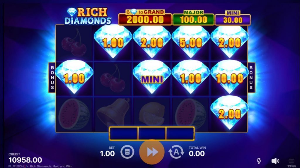 Rich Diamonds Hold and Win Bonus Game III