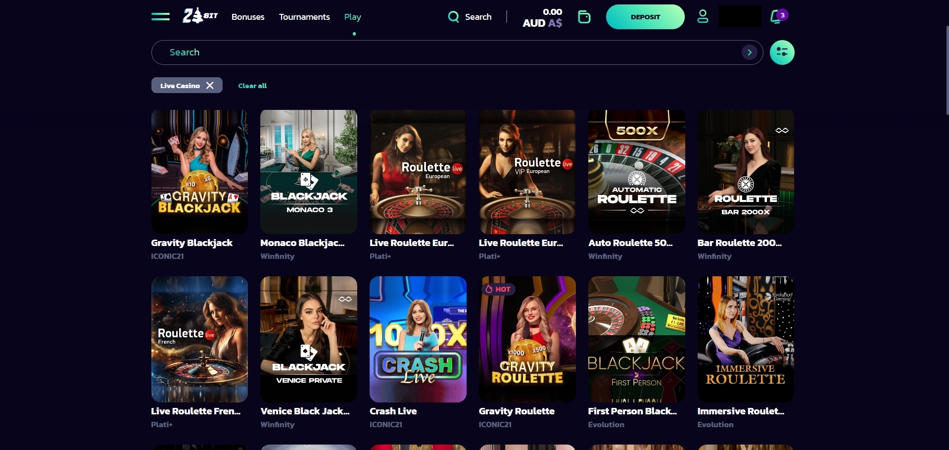 21Bit Casino live dealer games