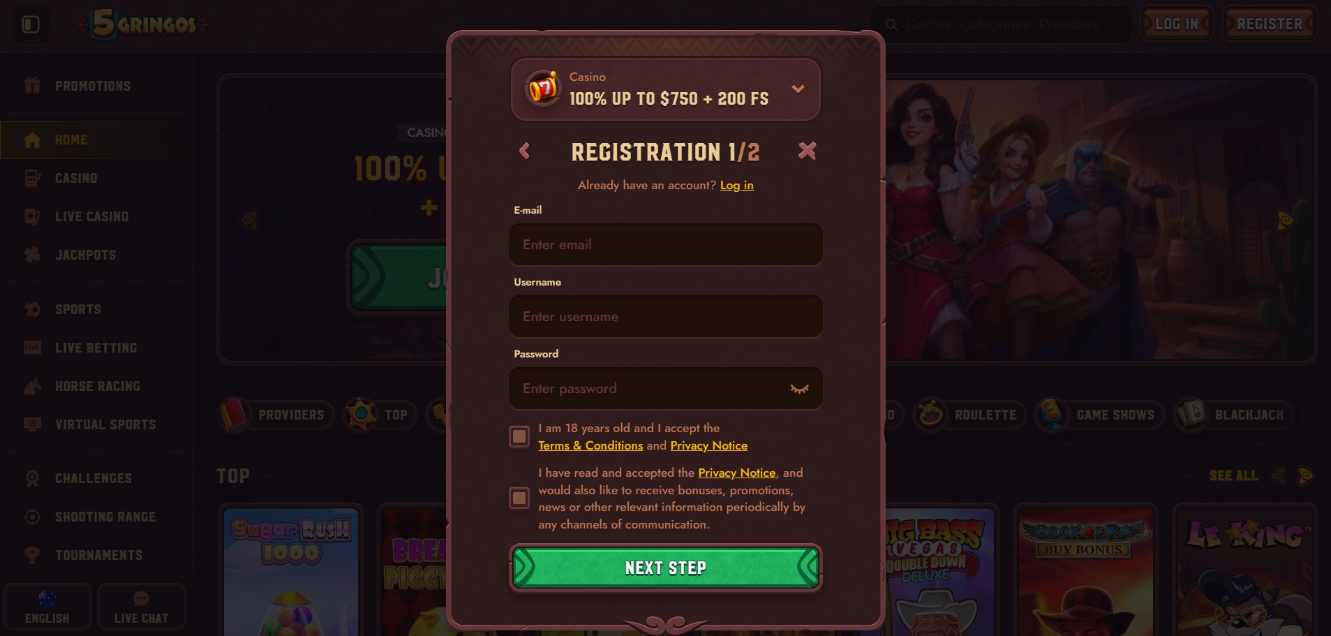 5Gringos Casino Registration 2