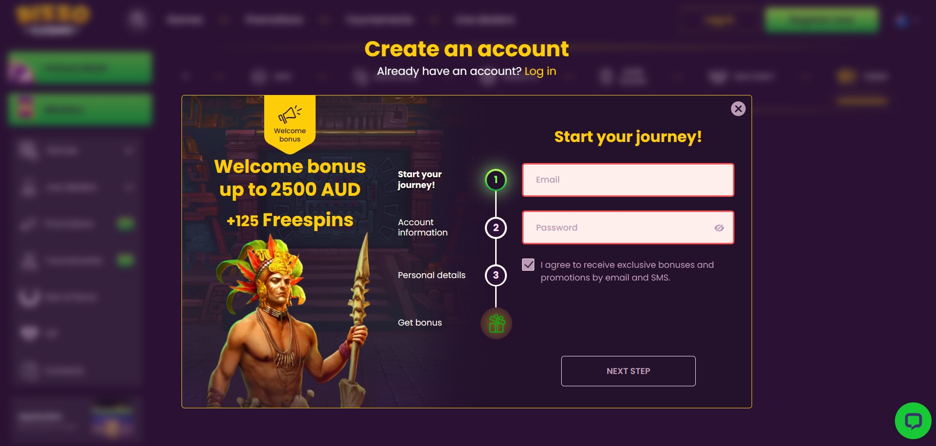 Bizzo Casino signup