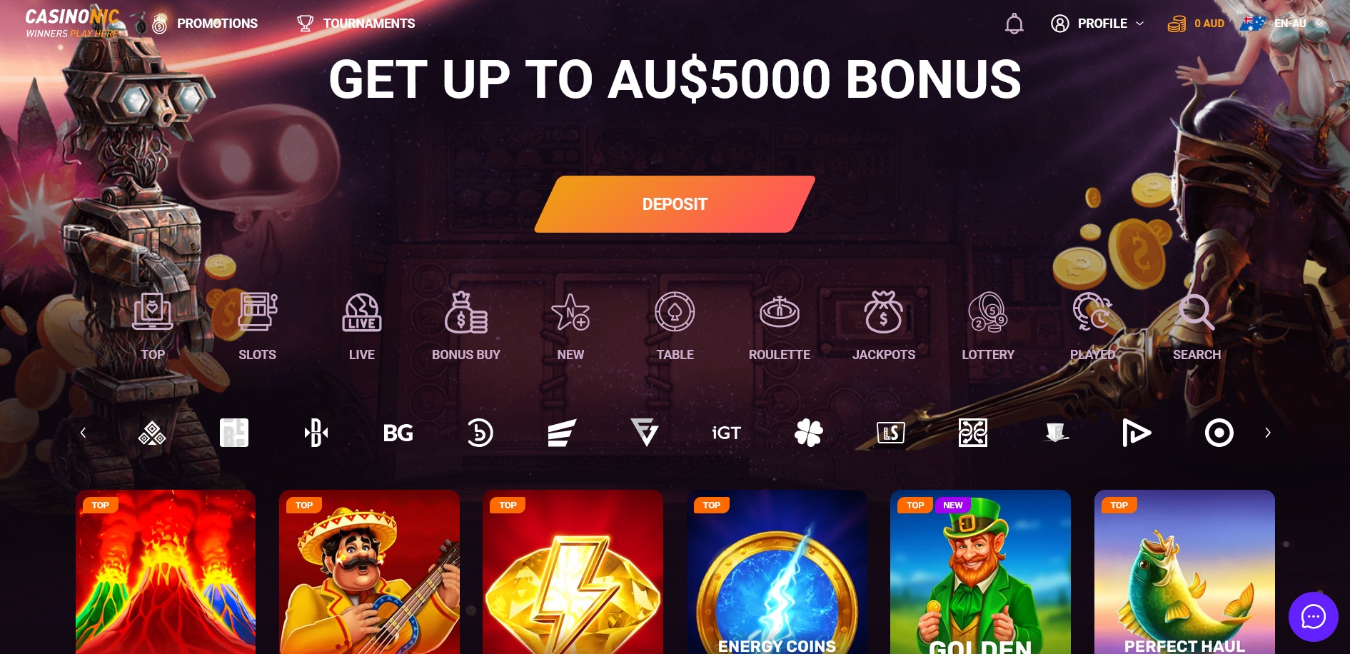 Casinonic main page