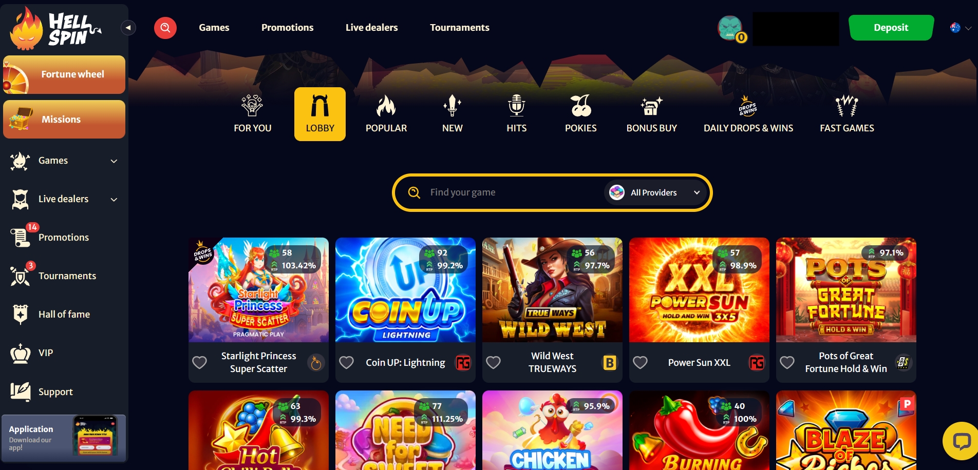 HellSpin Casino Games
