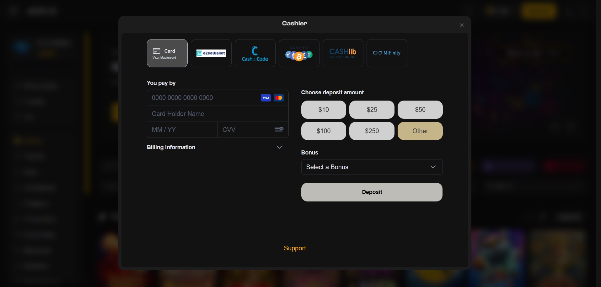 Joka Casino Deposit methods
