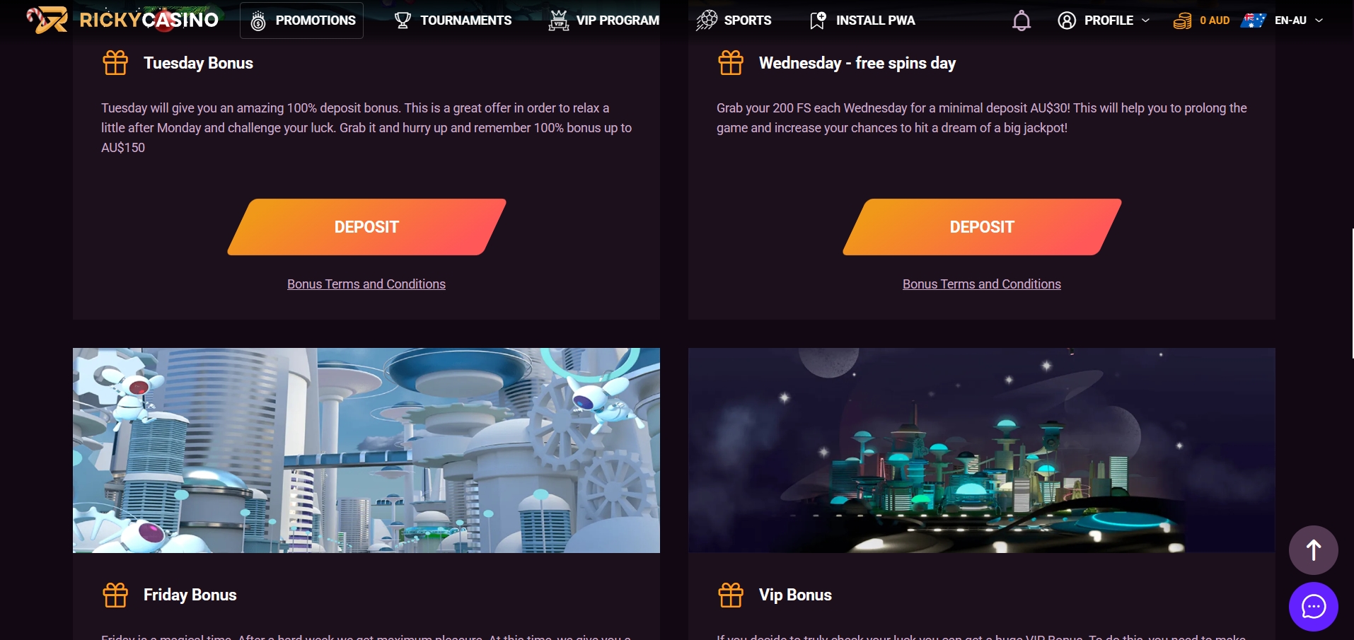 Ricky Casino bonuses