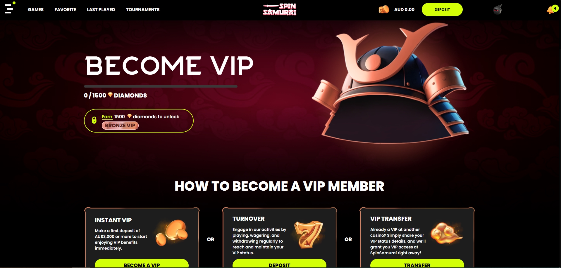 Spin Samurai Casino VIP