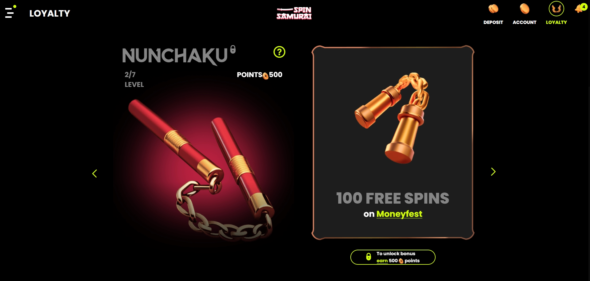 Spin Samurai Casino loyalty