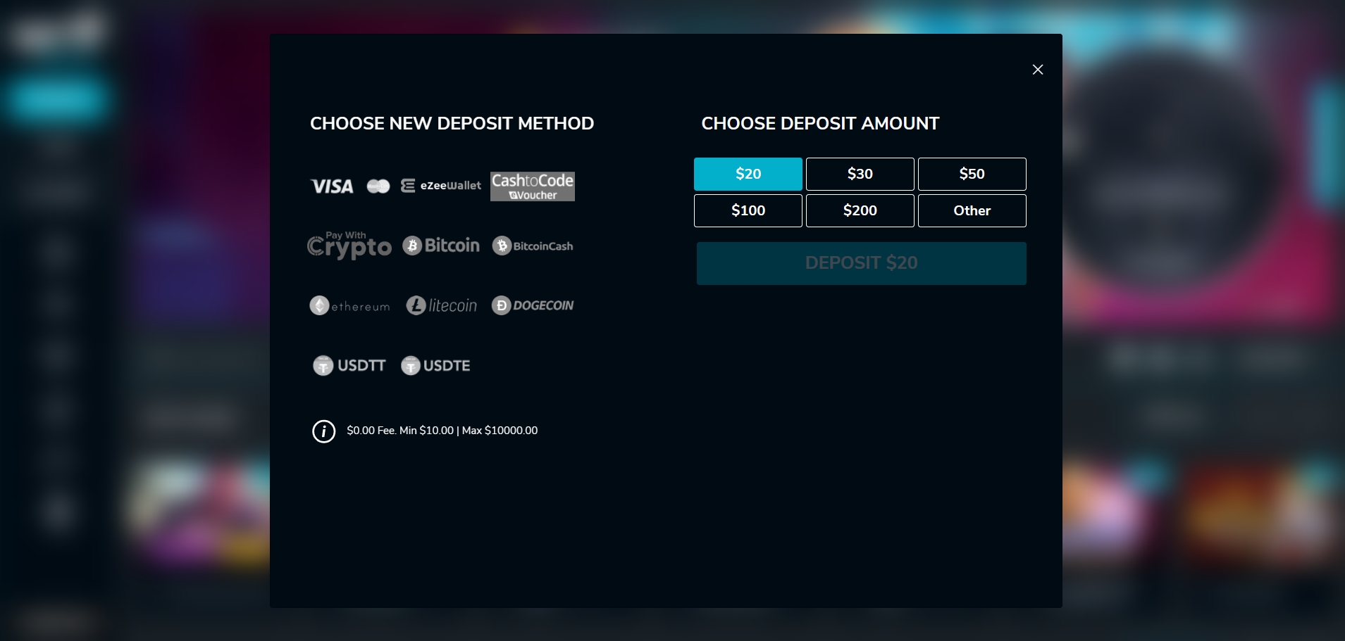 Wolf Winner Casino Deposit methods