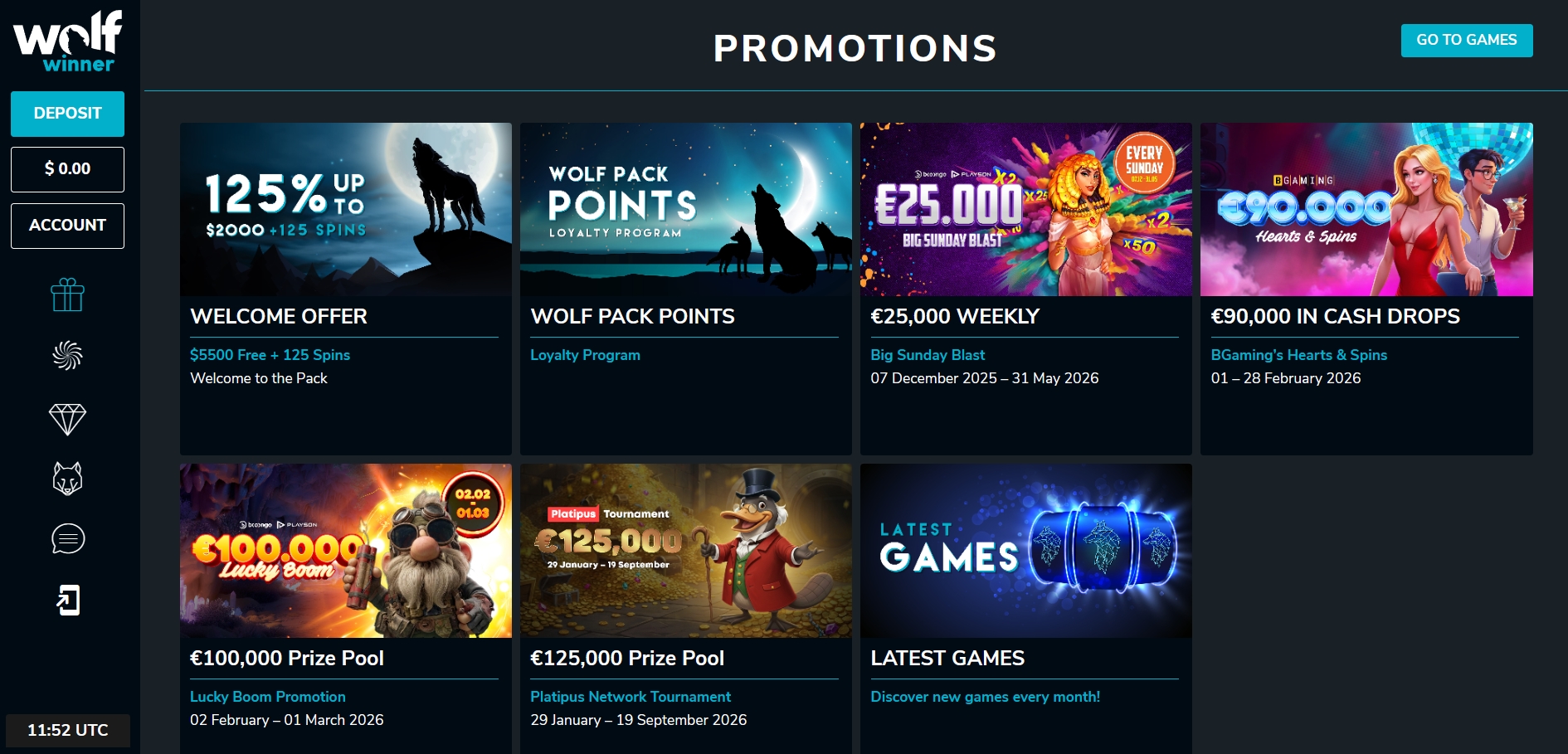 Wolf Winner Casino Bonuses