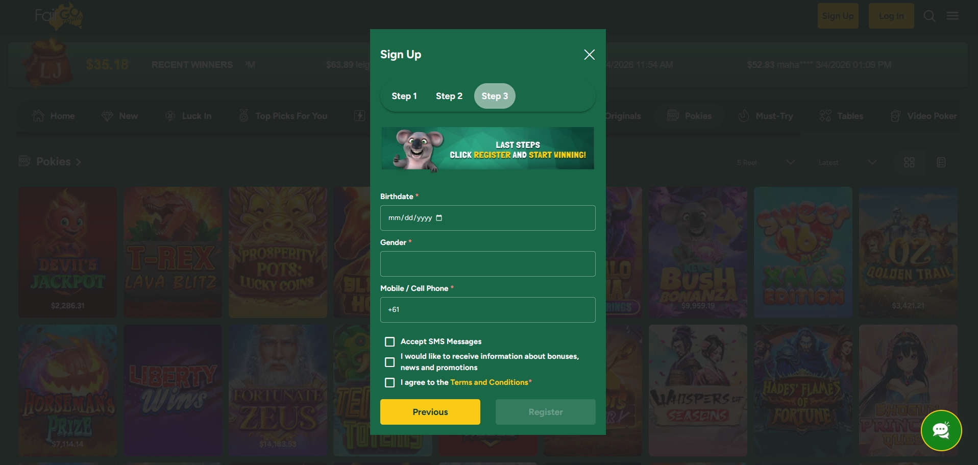 Fair Go Casino Signup 3