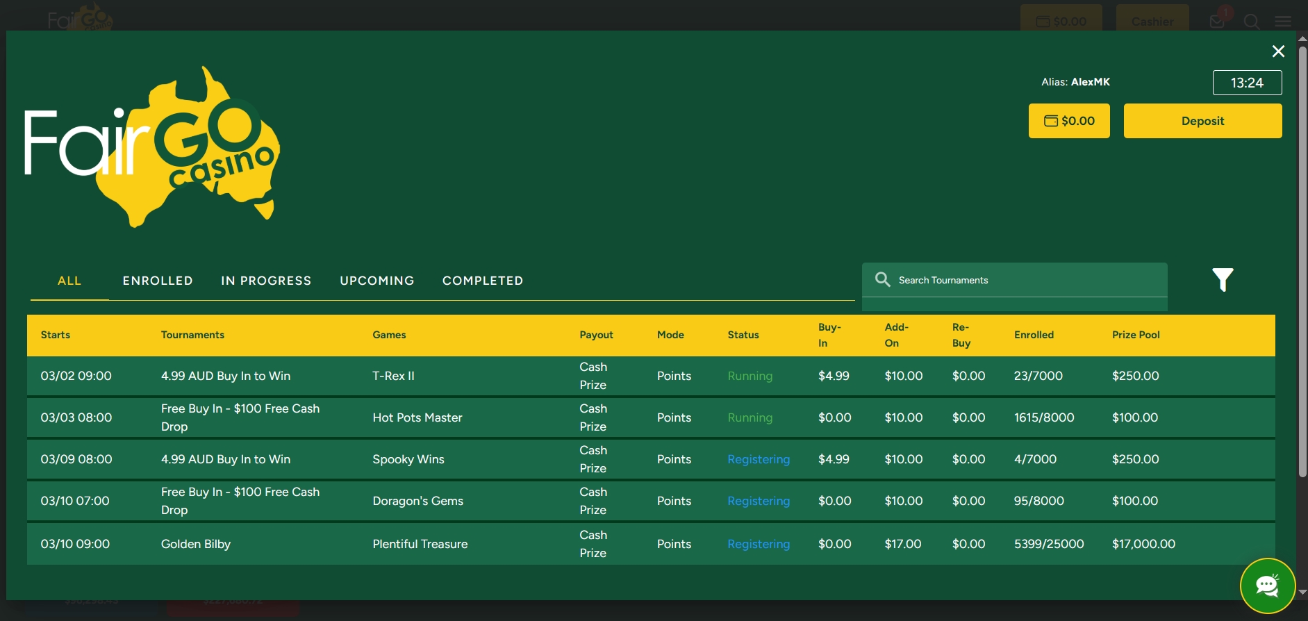 Fair Go Casino Tournaments