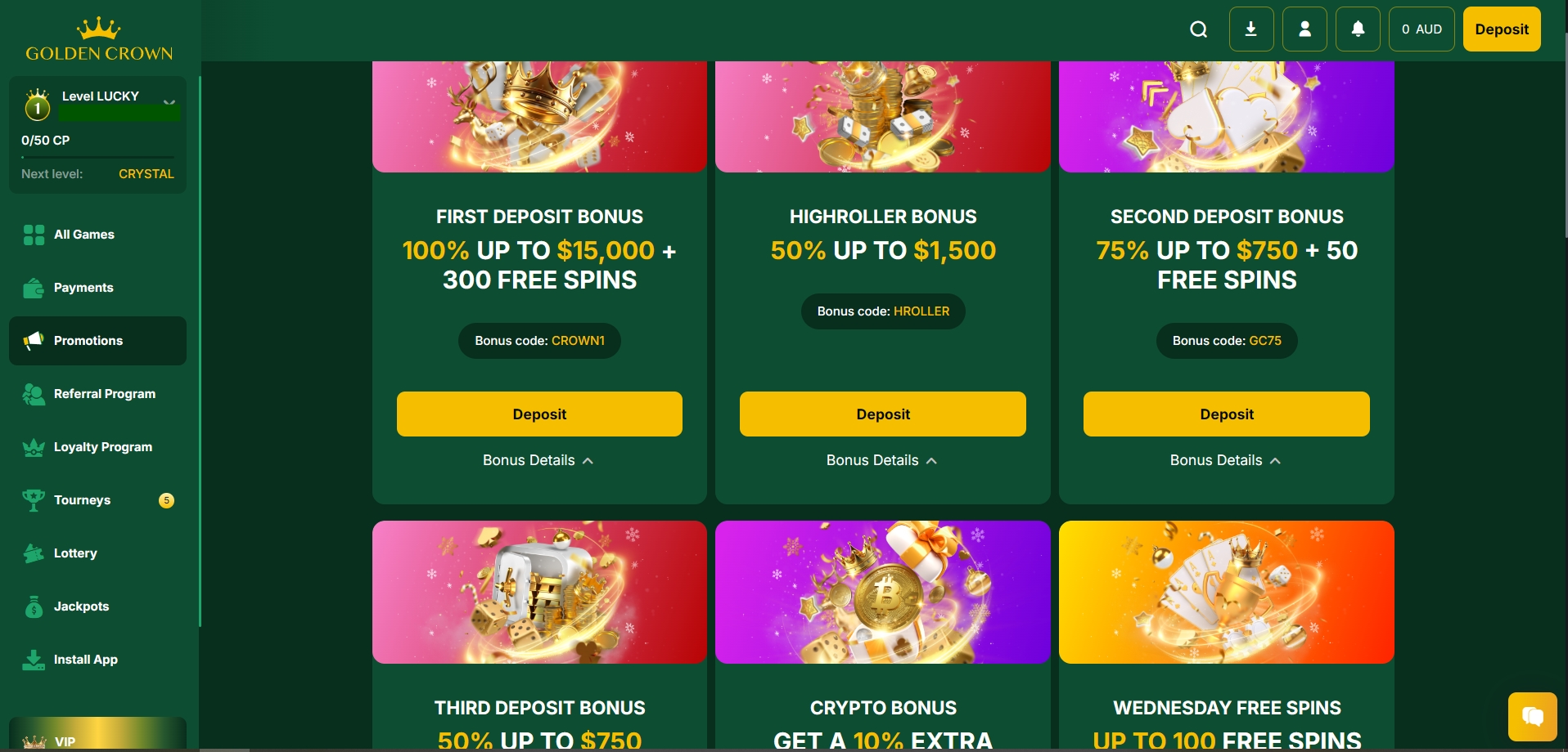Golden Crown Casino Welcome Bonus