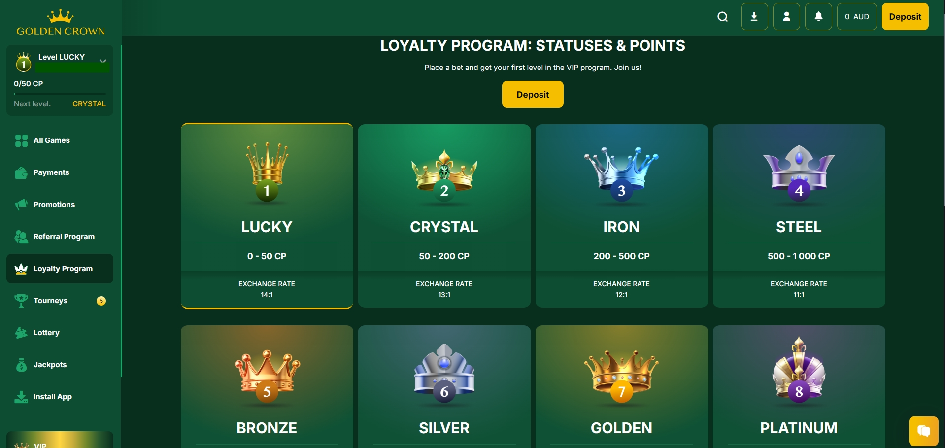 Golden Crown Casino Loyalty Program