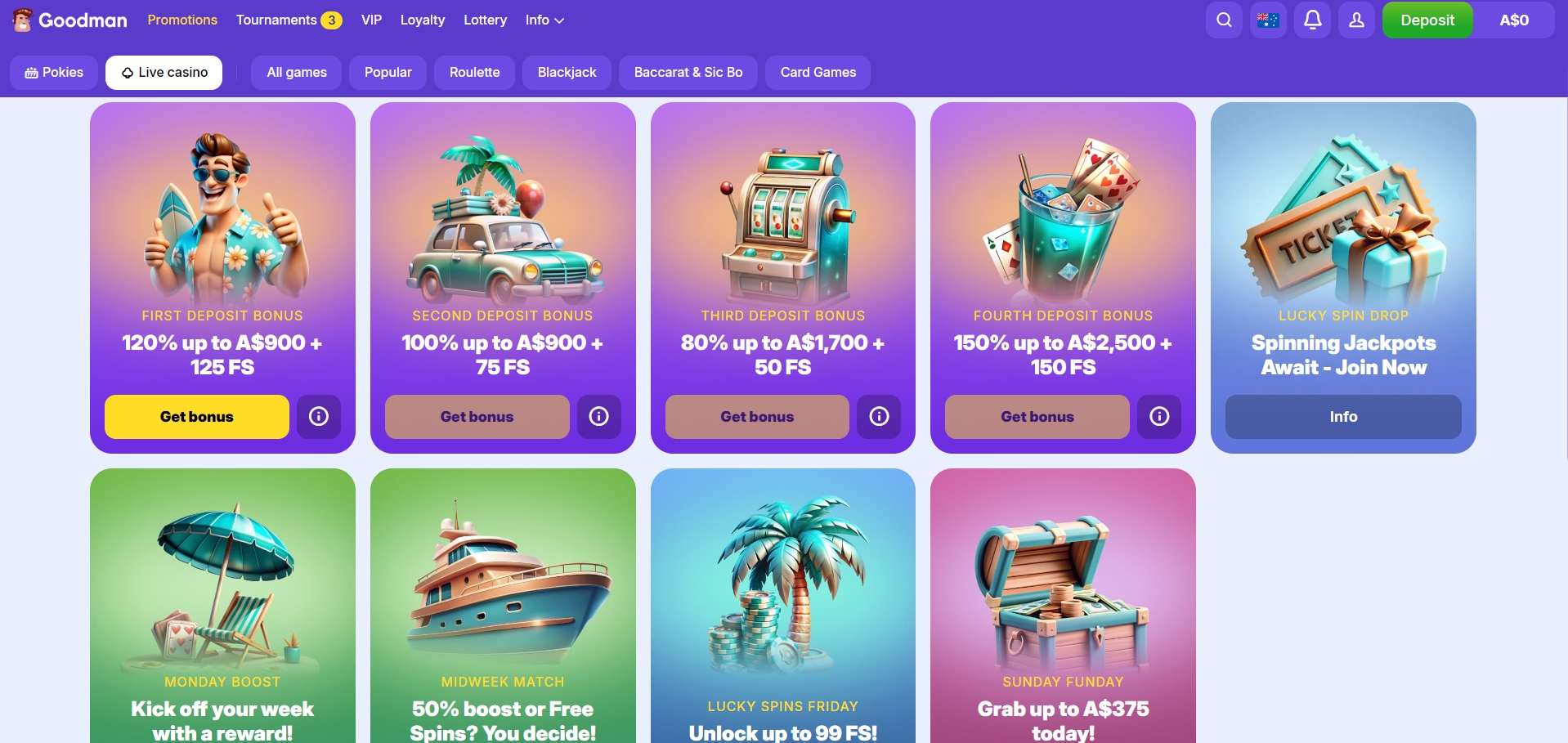 Goodman Casino bonuses and promotions