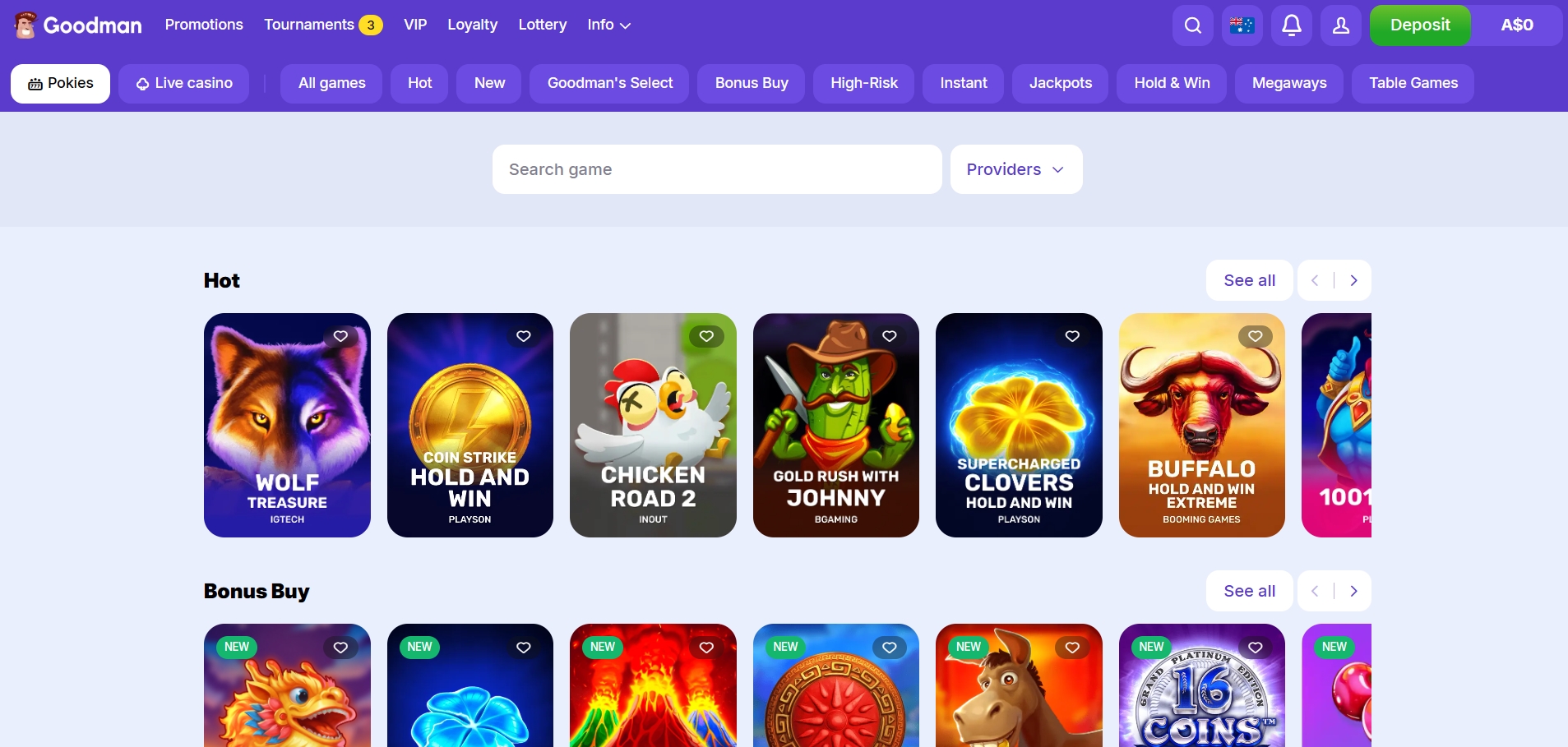 Goodman Casino main page