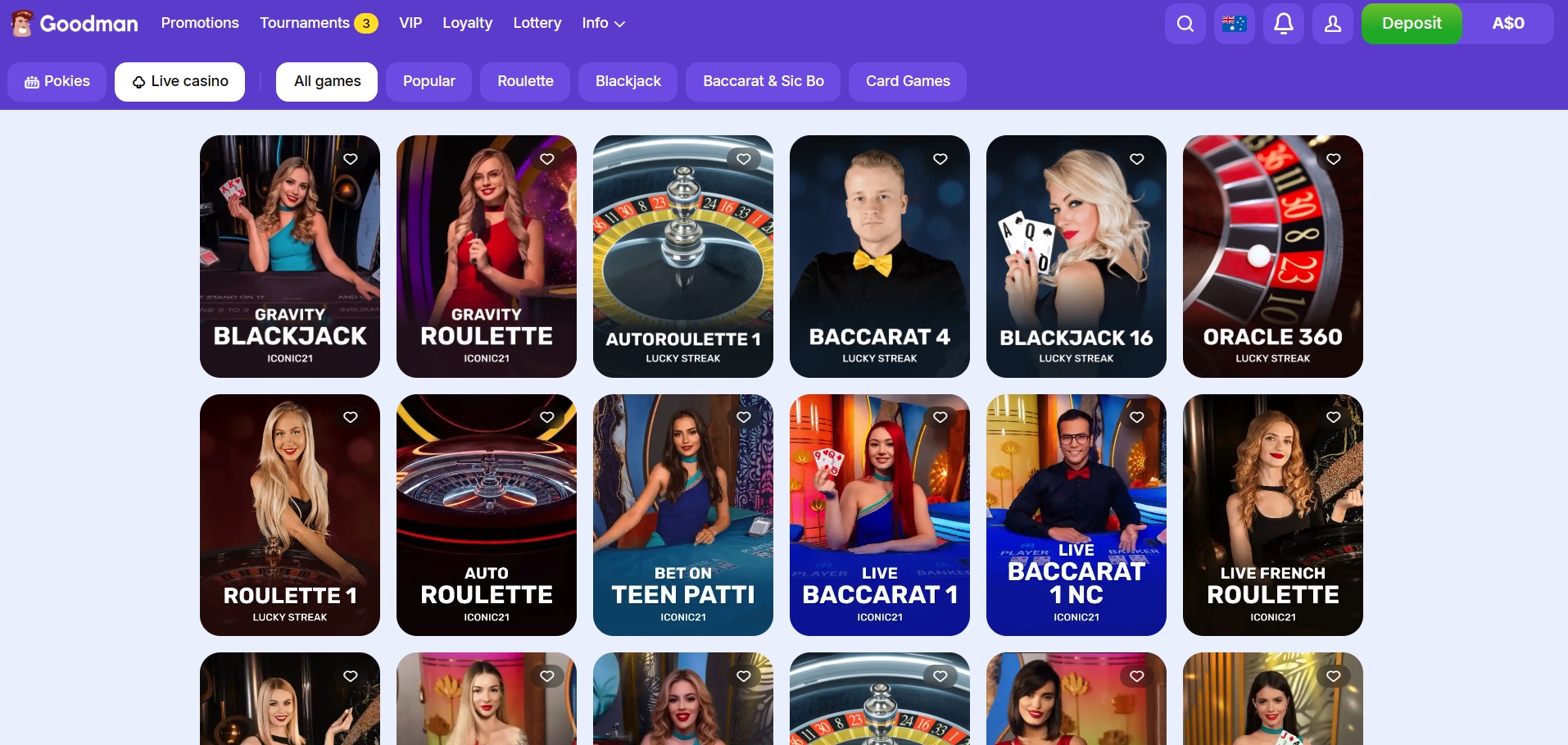Goodman Casino live dealer games