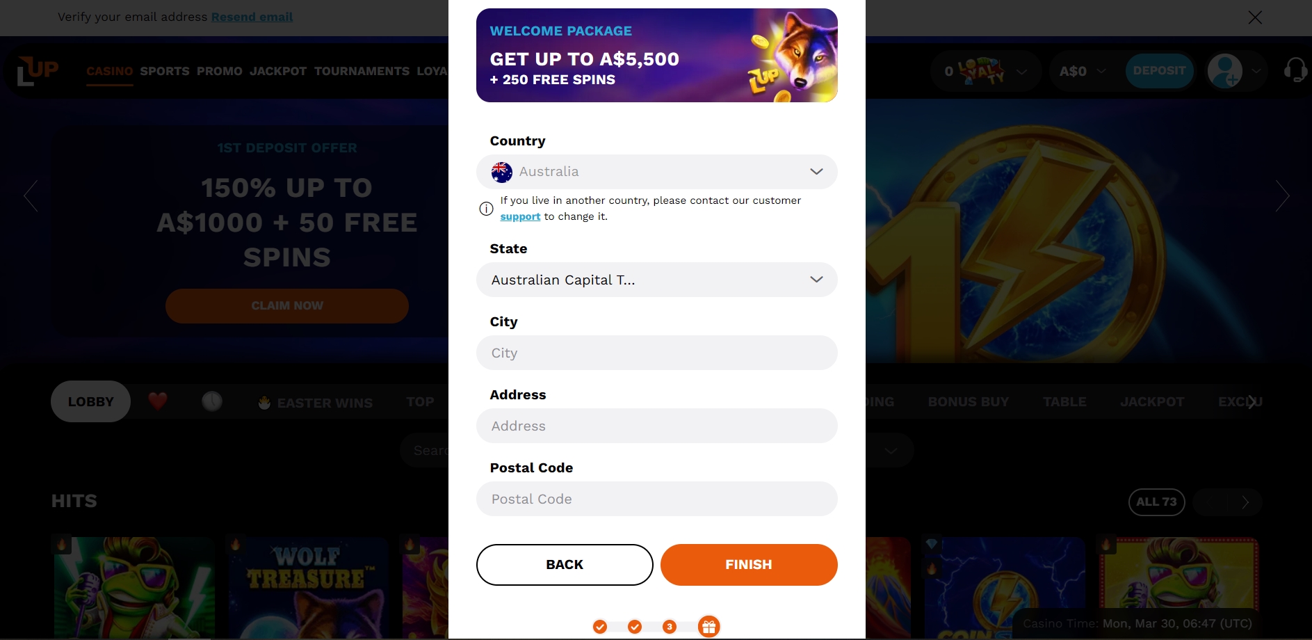 LevelUp Casino Signup 3
