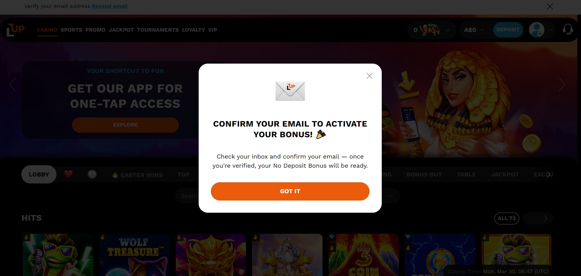 LevelUp Casino Signup 4