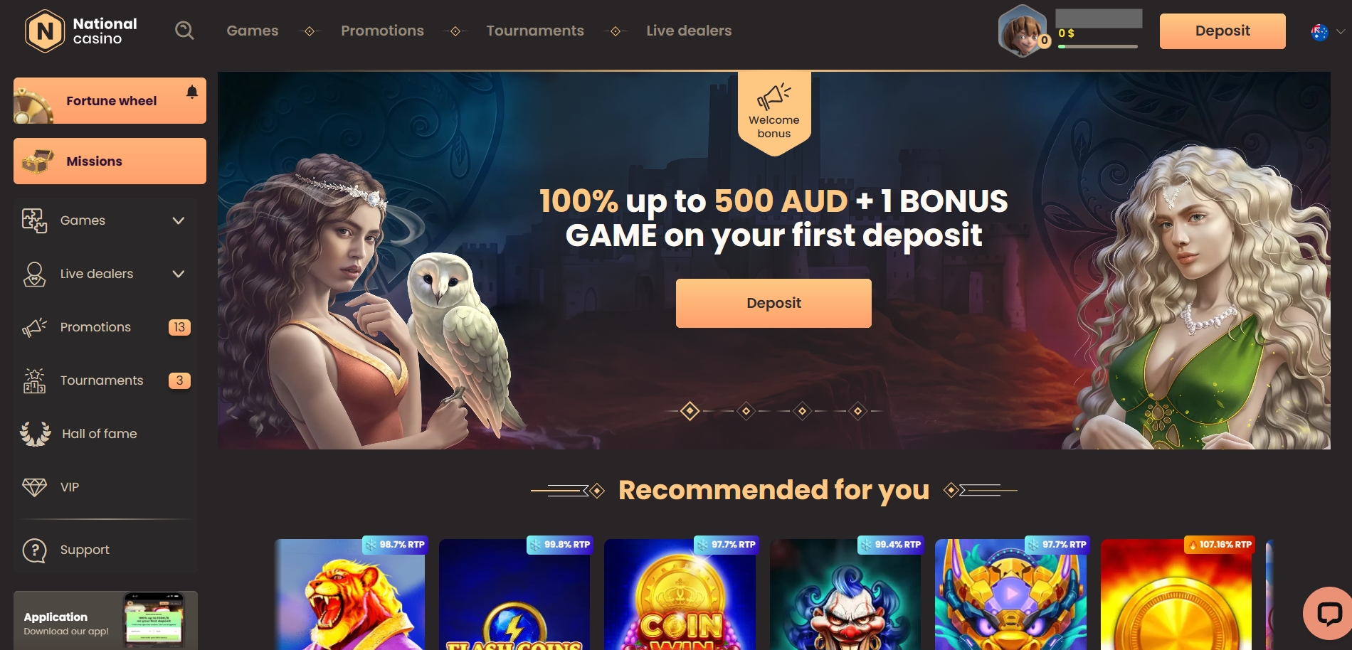 National Casino main page