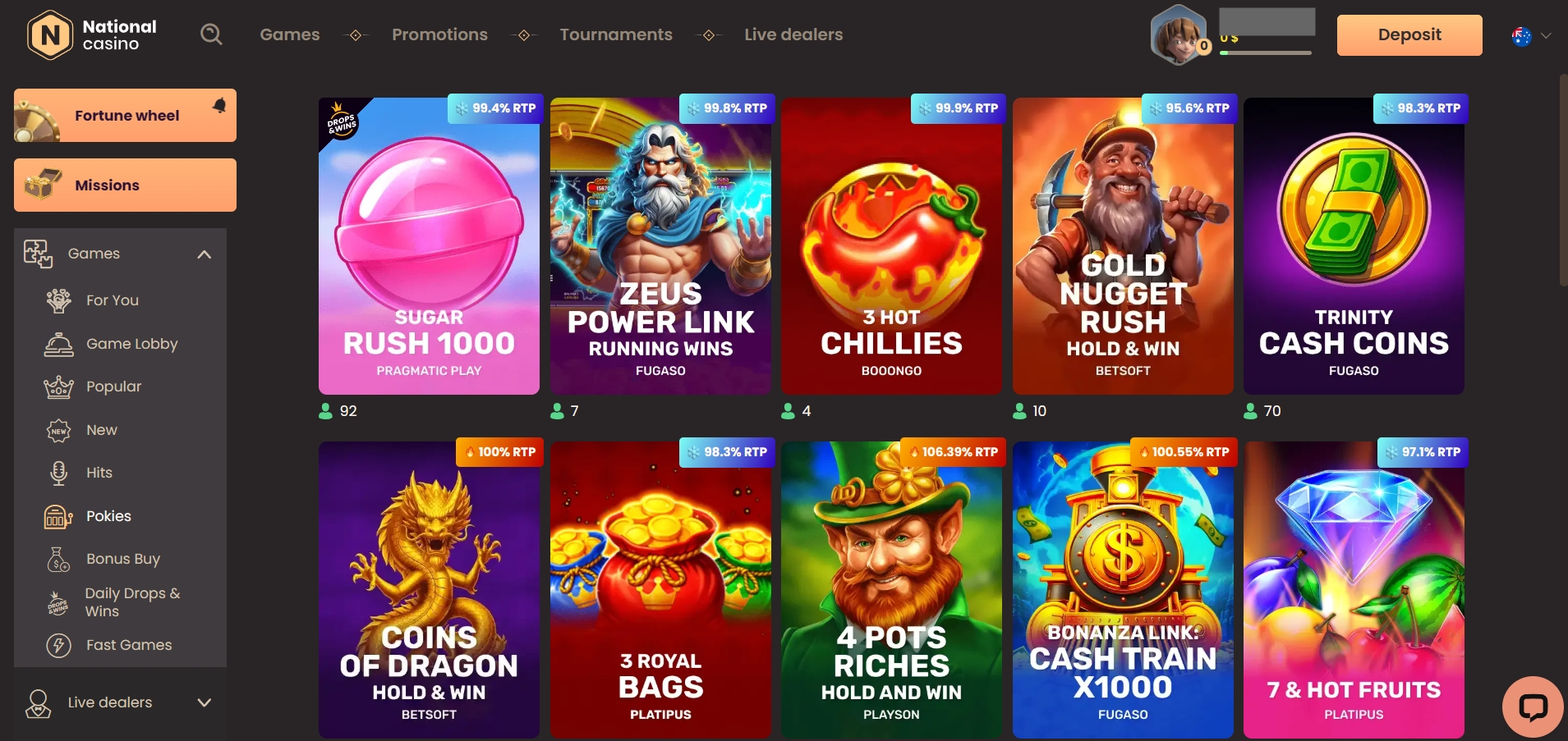 National Casino Online Pokies