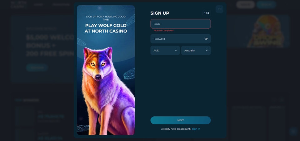 North Casino signup for Aussies