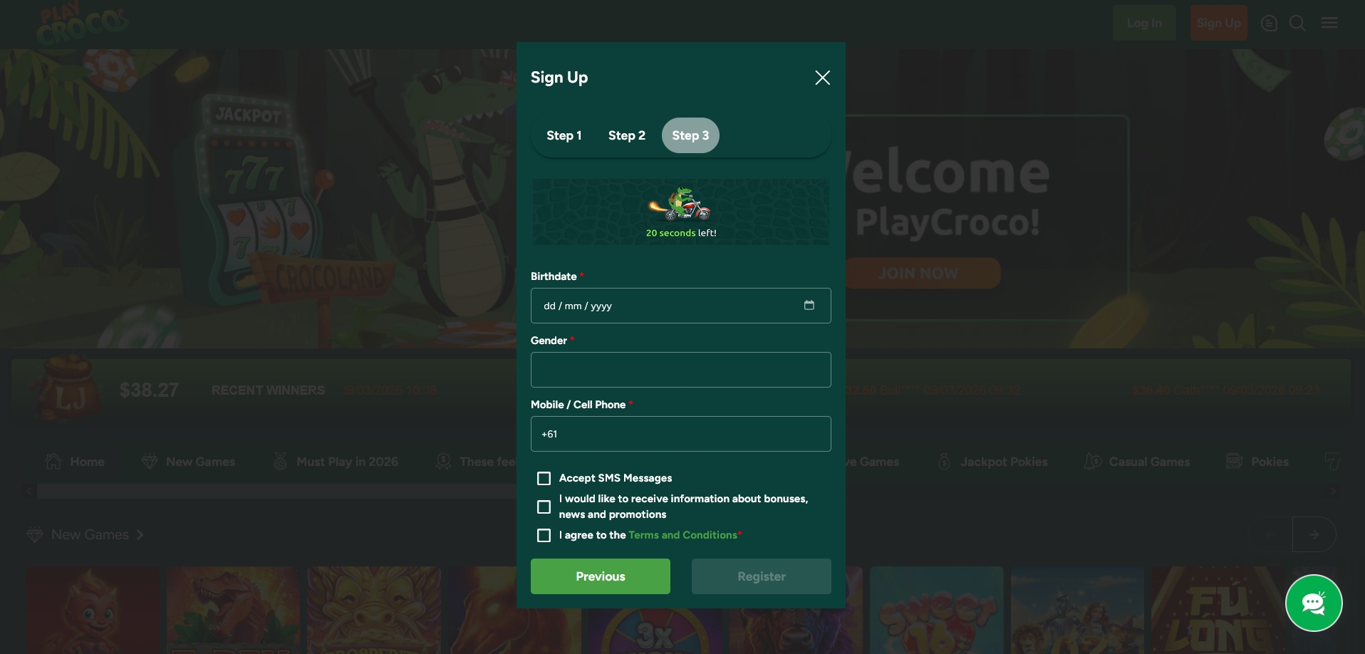 PlayCroco Casino Signup 3
