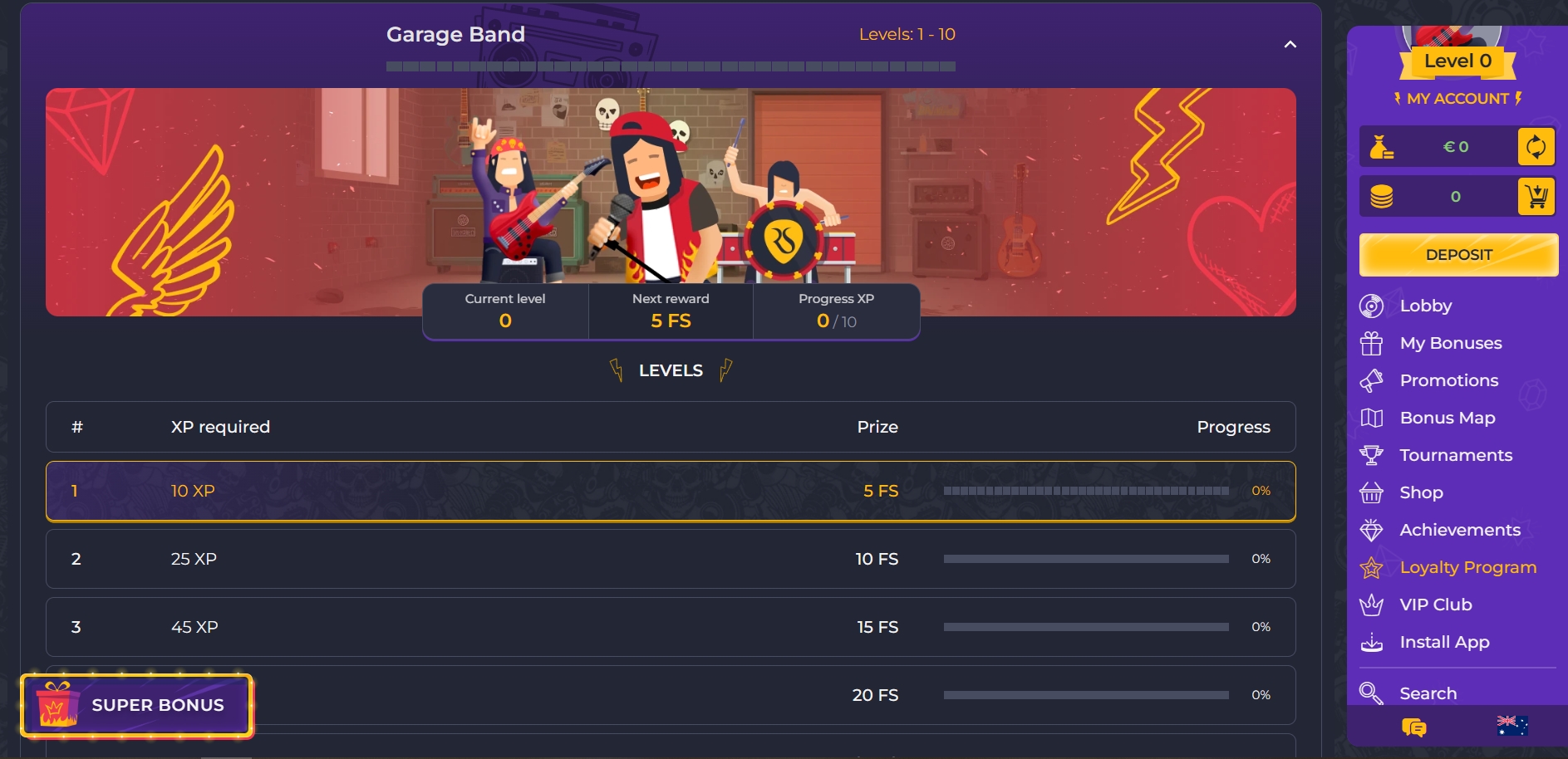 Rolling Slots Casino Loyalty program