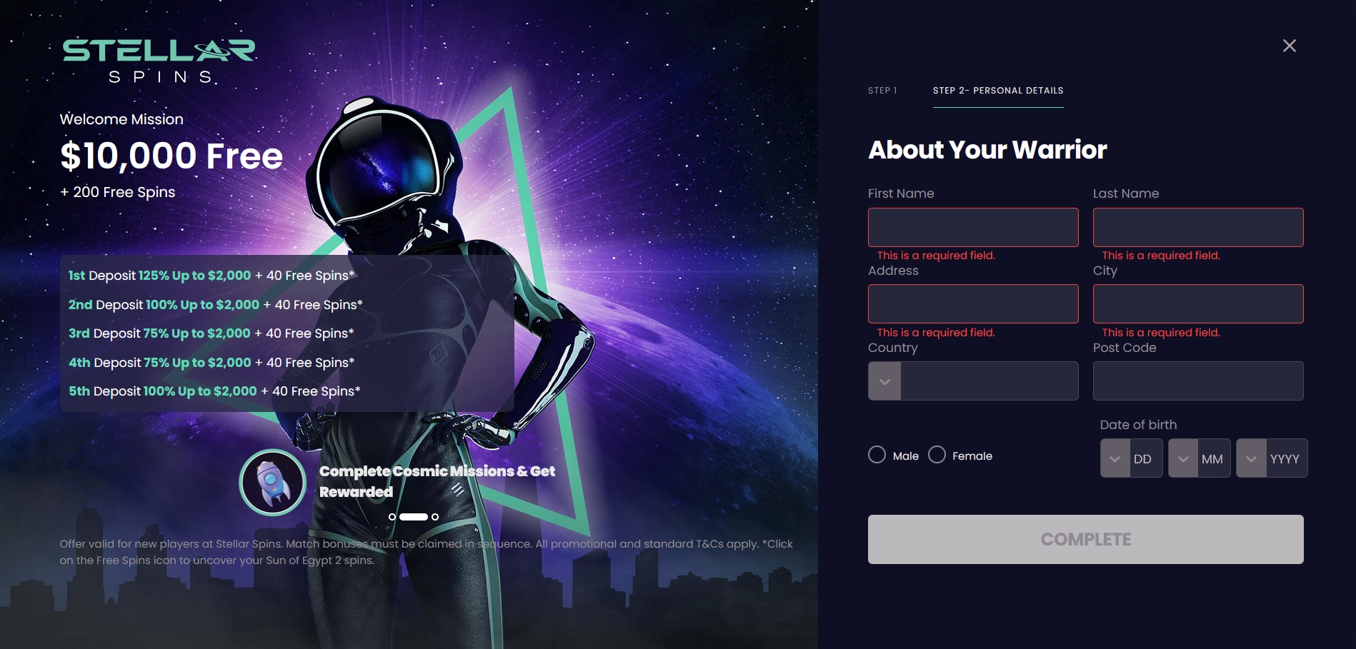 Stellar Spins Casino Signup 2