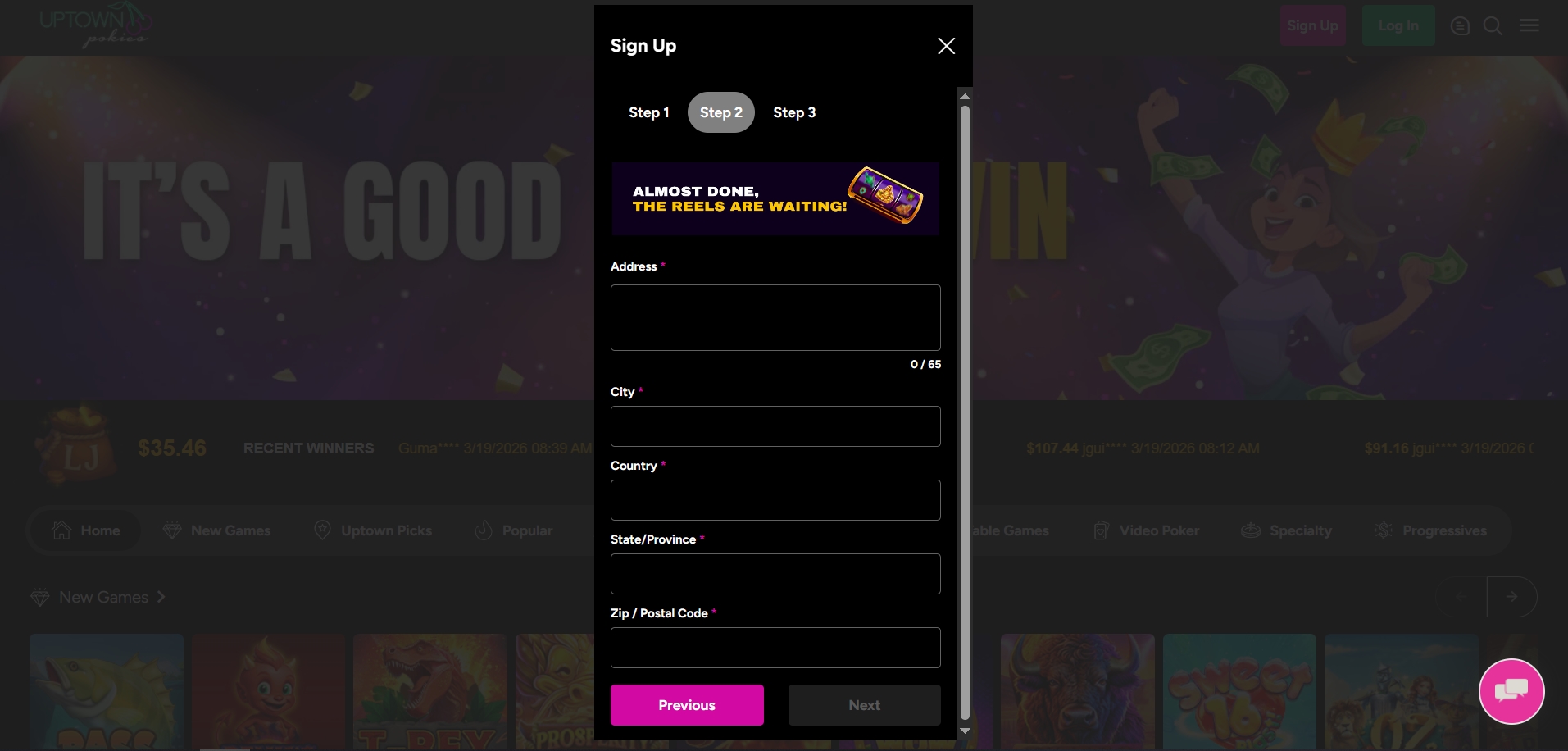 Uptown Pokies Casino Signup 2