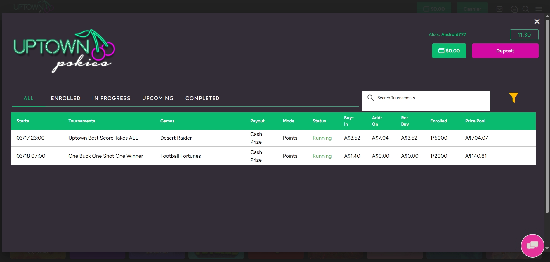 Uptown Pokies Casino Tournaments