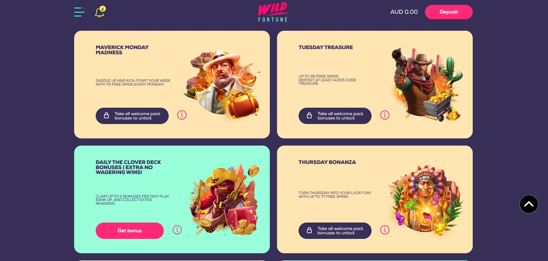 Wild Fortune Casino Bonuses and promotions