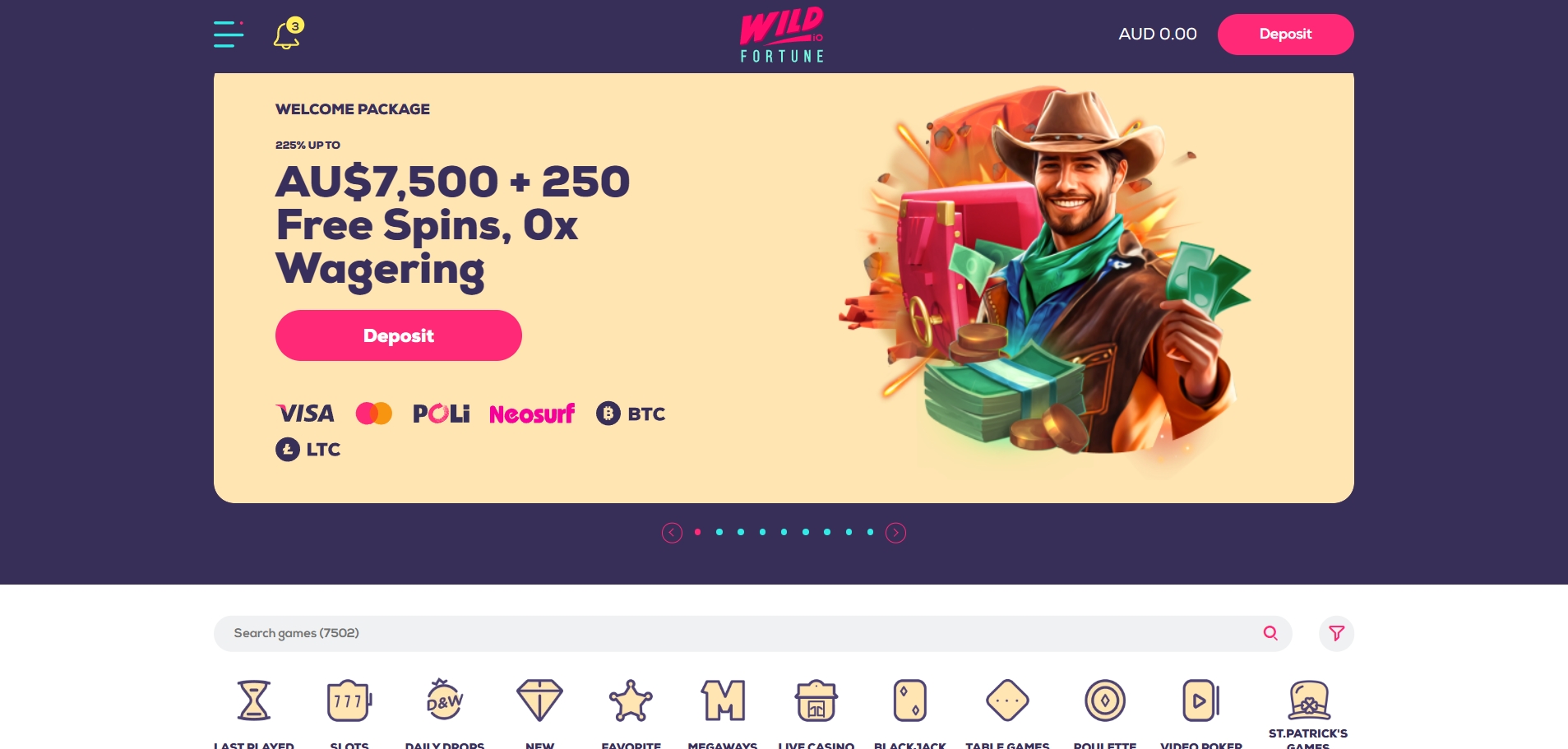 Wild Fortune Casino main page