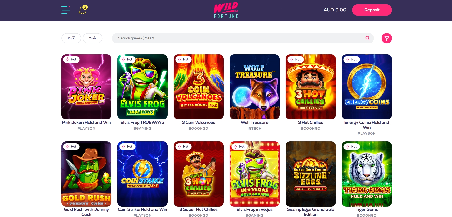 Wild Fortune Casino Lobby