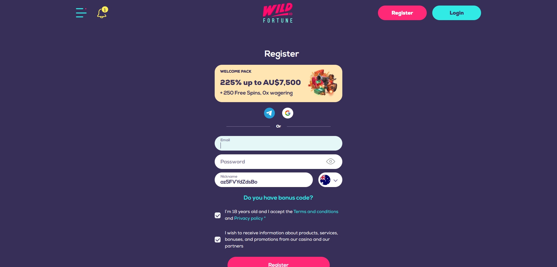 Wild Fortune Casino Signup