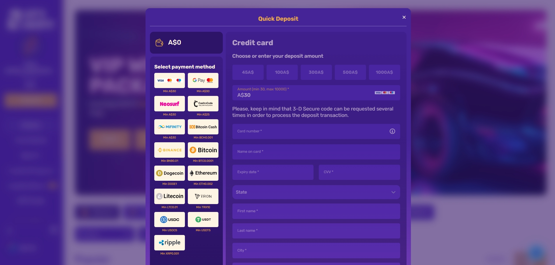 Let's Lucky Casino Deposit methods