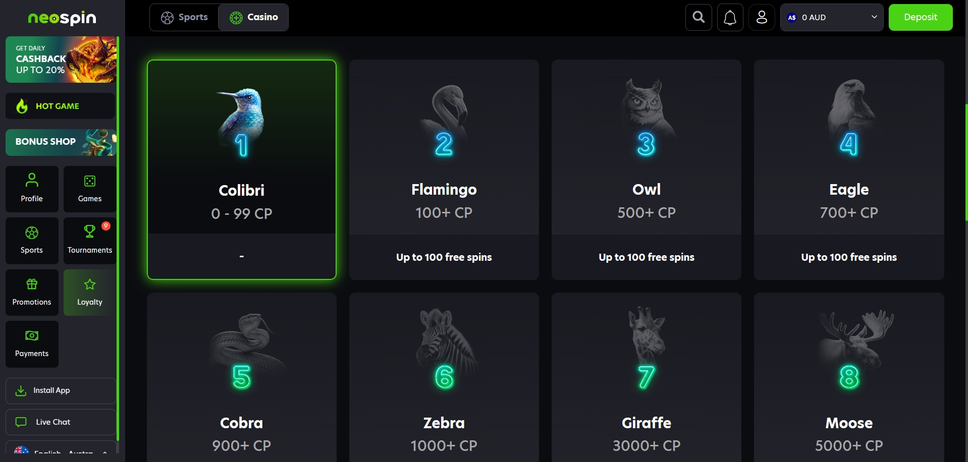 Neospin Casino Loyalty Program